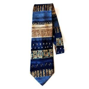 VTG 90s Silk Tie Surfboards Hawaiian Geometric Retro Motif Abstract Miami Vice